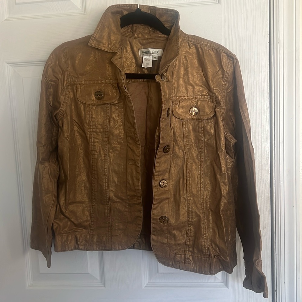 Cold water Creek PS beige shimmer hammered blazer